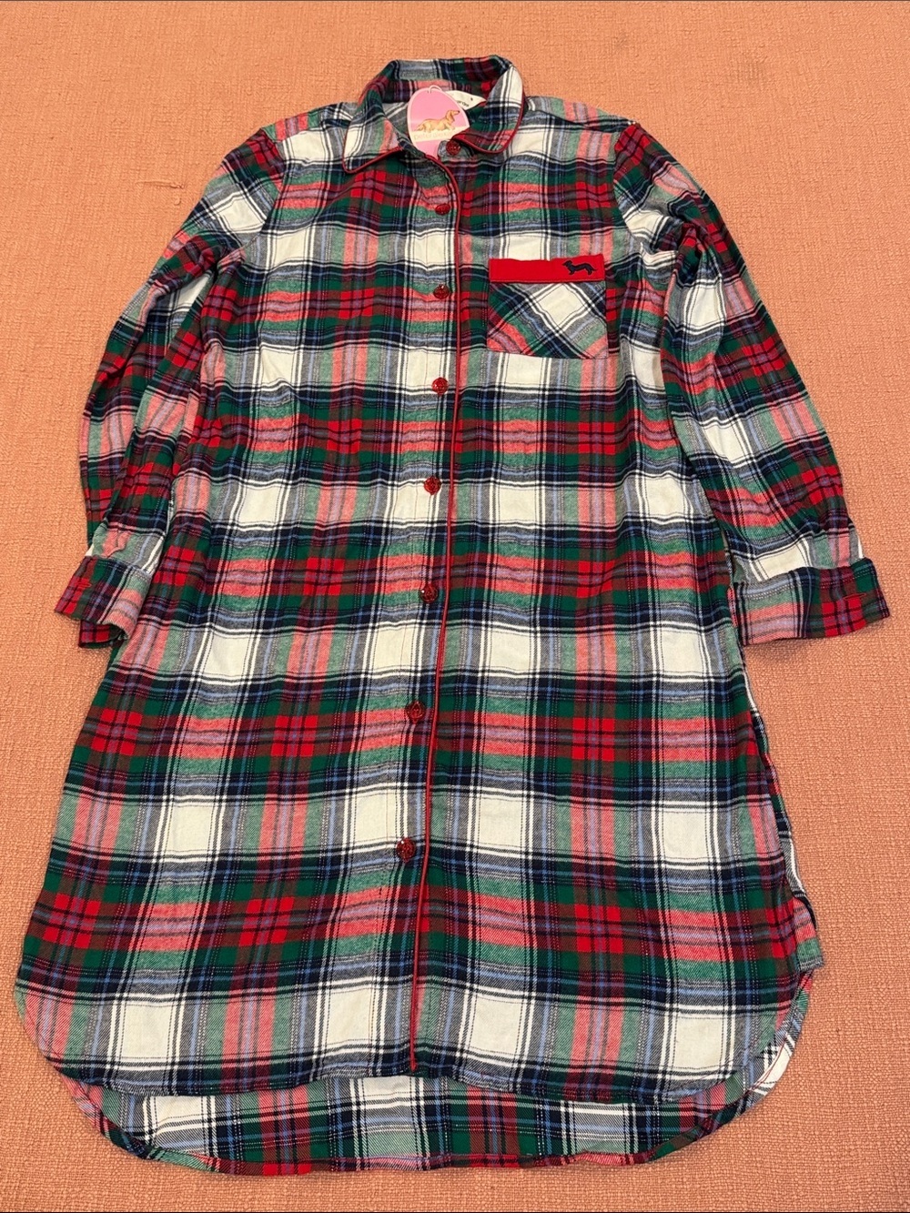 Peter Alexander Wms small Plaid Button-Front Nightshirt FLAWED